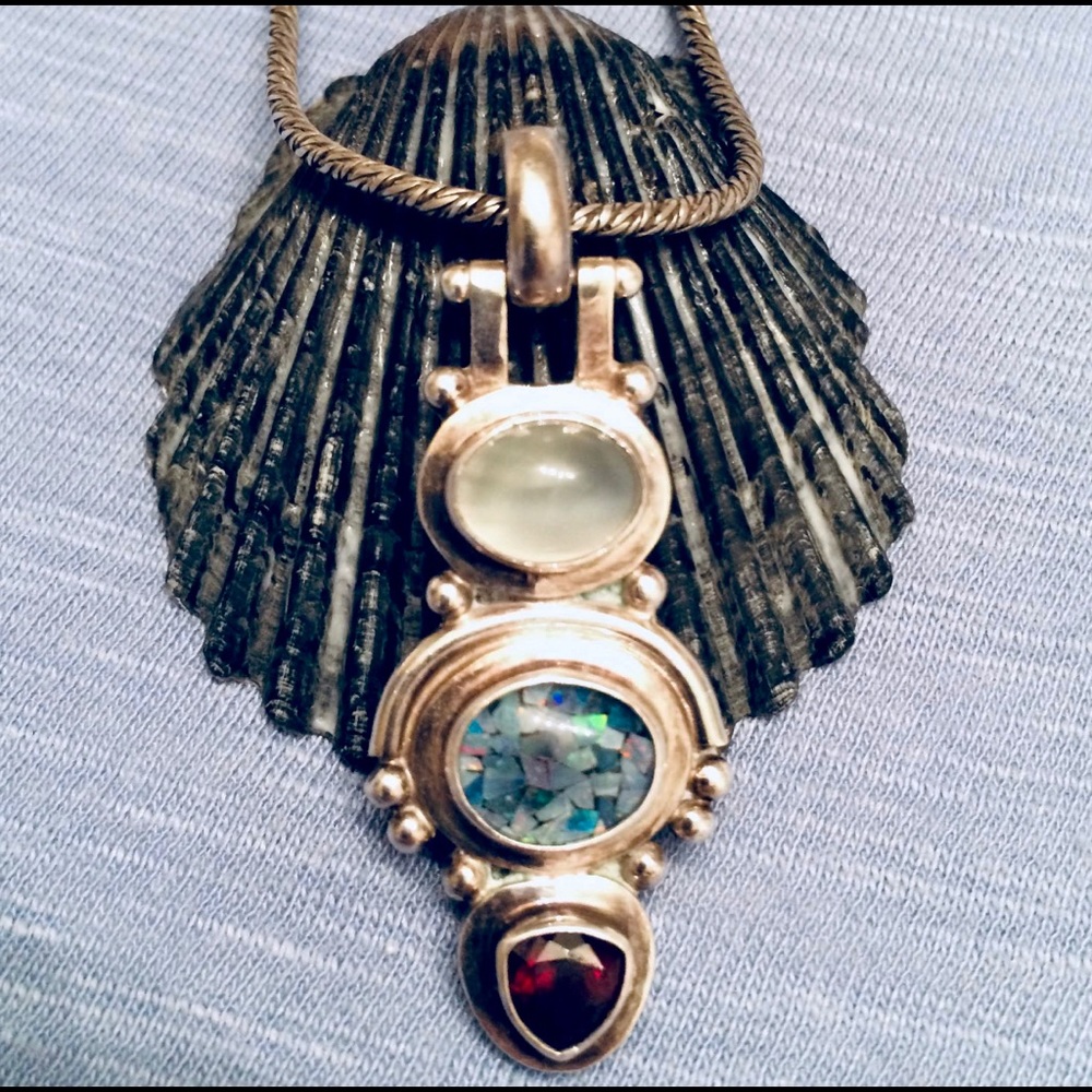 Three-Gem Sterling Pendant